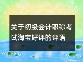 關于初級會計職稱考試淘寶好評的評語大全的參考67條