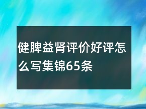 健脾益腎評價好評怎么寫集錦65條