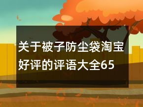 關(guān)于被子防塵袋淘寶好評(píng)的評(píng)語(yǔ)大全65條