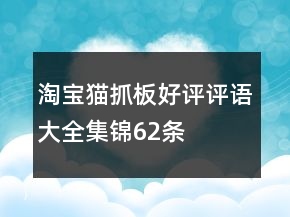 淘寶貓抓板好評(píng)評(píng)語(yǔ)大全集錦62條