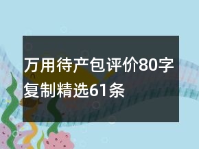 萬(wàn)用待產(chǎn)包評(píng)價(jià)80字復(fù)制精選61條