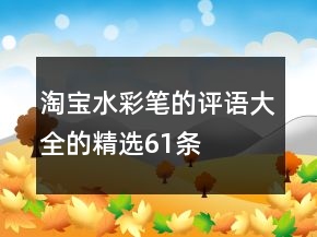 淘寶水彩筆的評語大全的精選61條