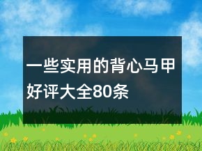 一些實(shí)用的背心、馬甲好評(píng)大全80條