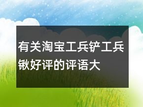 有關(guān)淘寶工兵鏟、工兵鍬好評(píng)的評(píng)語(yǔ)大全匯總68條