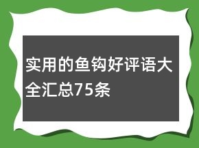 實用的魚鉤好評語大全匯總75條