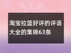 淘寶拉籃好評的評語大全的集錦63條