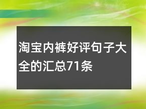 淘寶內(nèi)褲好評句子大全的匯總71條