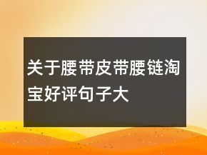 關(guān)于腰帶、皮帶、腰鏈淘寶好評(píng)句子大全的精選65條