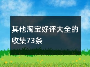 其他淘寶好評大全的收集73條