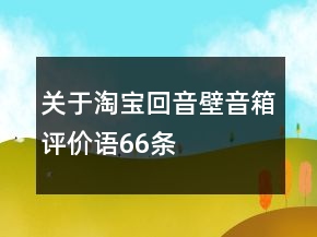 關(guān)于淘寶回音壁音箱評價語66條