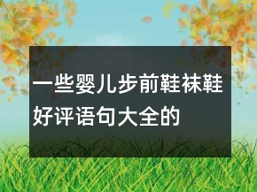 一些嬰兒步前鞋、襪鞋好評(píng)語句大全的收集78條