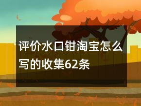 評(píng)價(jià)水口鉗淘寶怎么寫的收集62條