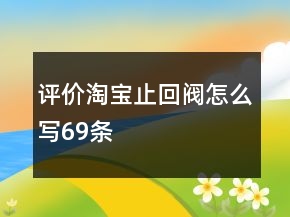 評價(jià)淘寶止回閥怎么寫69條