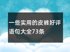 一些實(shí)用的皮褲好評(píng)語(yǔ)句大全73條