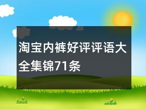 淘寶內(nèi)褲好評評語大全集錦71條