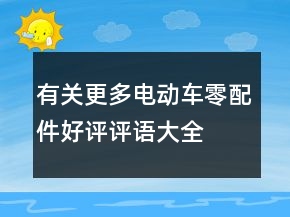 有關(guān)更多電動車零、配件好評評語大全的匯總64條