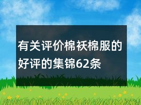 有關(guān)評(píng)價(jià)棉襖、棉服的好評(píng)的集錦62條