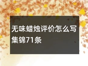 無味蠟燭評(píng)價(jià)怎么寫集錦71條