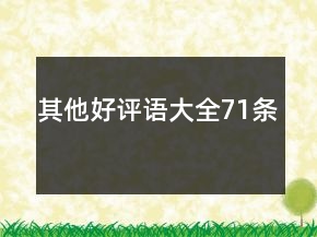 其他好評語大全71條