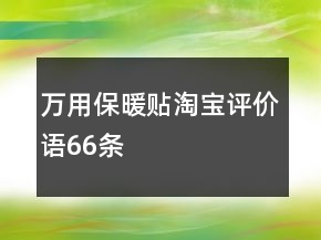 萬用保暖貼淘寶評價語66條