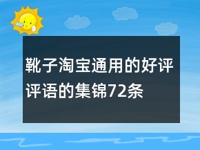 靴子淘寶通用的好評(píng)評(píng)語(yǔ)的集錦72條