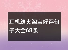耳機(jī)線夾淘寶好評句子大全68條