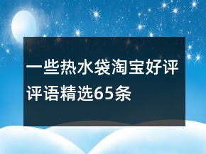一些熱水袋淘寶好評評語精選65條