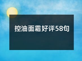 控油面霜好評58句