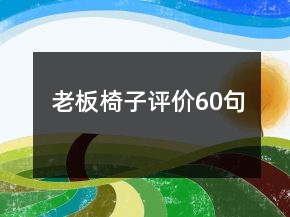 老板椅子評(píng)價(jià)60句