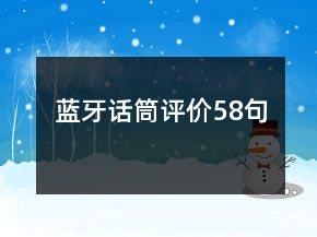 藍(lán)牙話(huà)筒評(píng)價(jià)58句