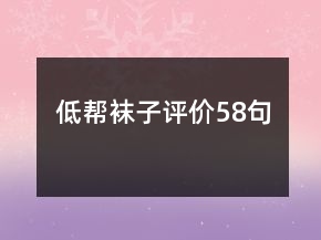 低幫襪子評(píng)價(jià)58句