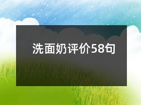 洗面奶評(píng)價(jià)58句