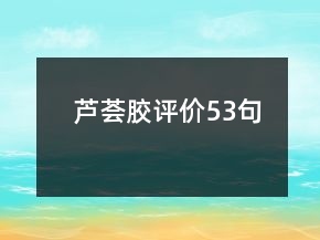 蘆薈膠評(píng)價(jià)53句