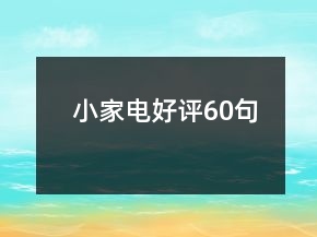 小家電好評(píng)60句
