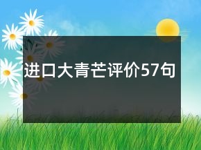 進(jìn)口大青芒評價57句
