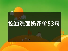 控油洗面奶評價53句