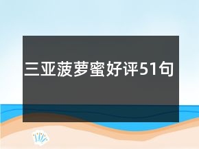 三亞菠蘿蜜好評(píng)51句