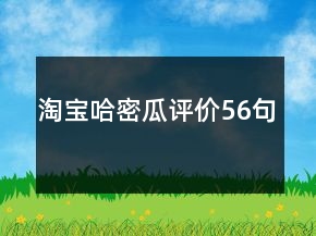 淘寶哈密瓜評價56句