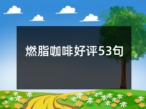 燃脂咖啡好評53句