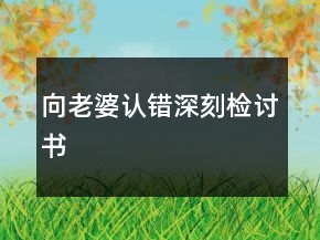 向老婆認(rèn)錯(cuò)深刻檢討書