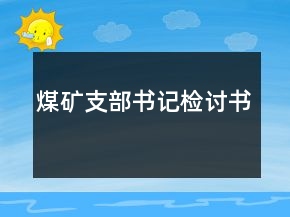 煤礦支部書記檢討書