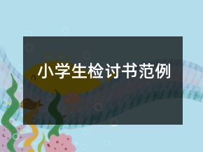 小學(xué)生檢討書(shū)范例