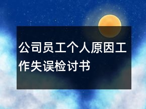 公司員工個人原因工作失誤檢討書
