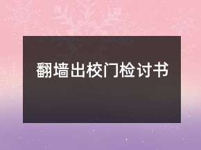 翻墻出校門檢討書