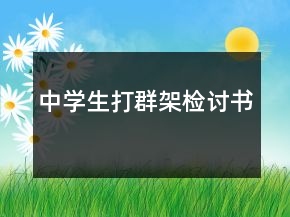 中學(xué)生打群架檢討書