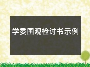 學(xué)委圍觀檢討書示例