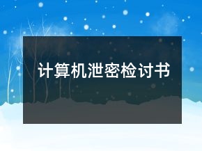 計(jì)算機(jī)泄密檢討書(shū)
