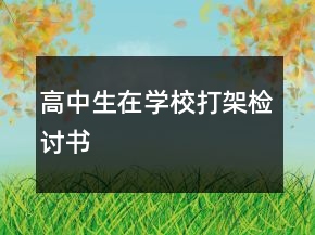 高中生在學(xué)校打架檢討書