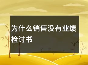 為什么銷售沒(méi)有業(yè)績(jī)檢討書(shū)
