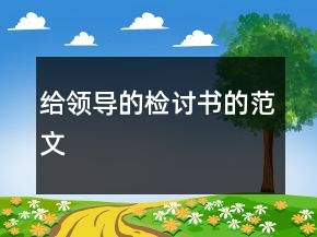 給領(lǐng)導(dǎo)的檢討書(shū)的范文